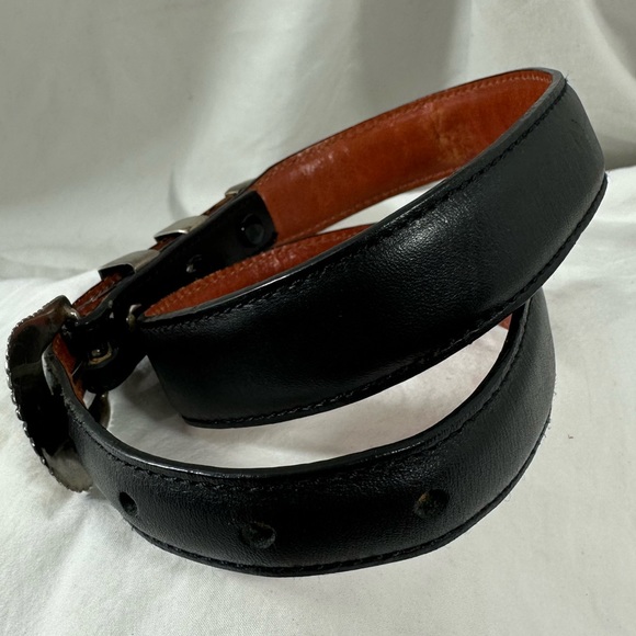 Genuine vintage ALEXANDER'S BELTS sterling silver with 14k black leather belt 26 - Picture 13 of 15